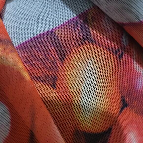 Zara Fruit Market Dress Black Multi Photorealistic Print Slip Midi Column Small - Picture 12 of 14